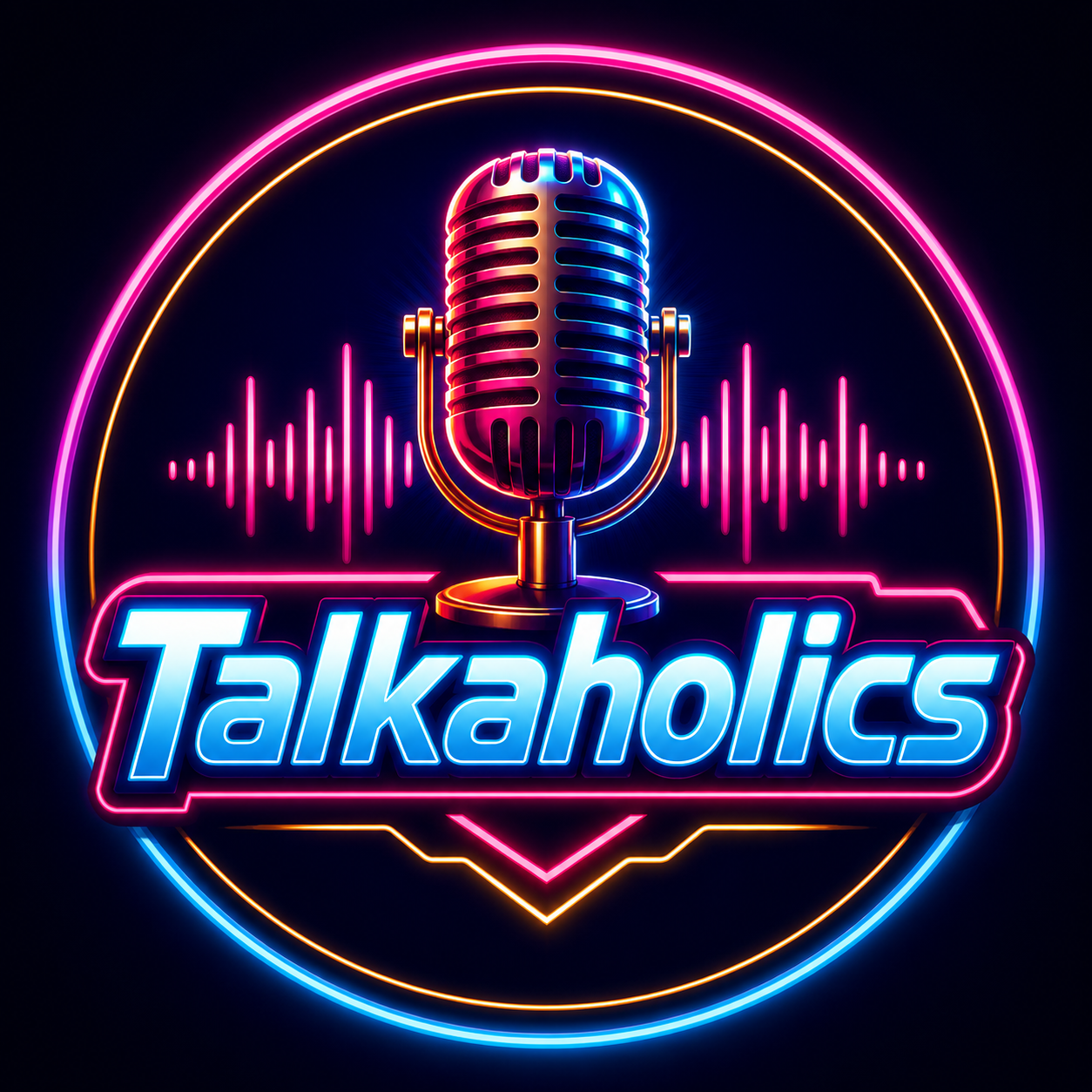 Talkaholics neon microphone logo